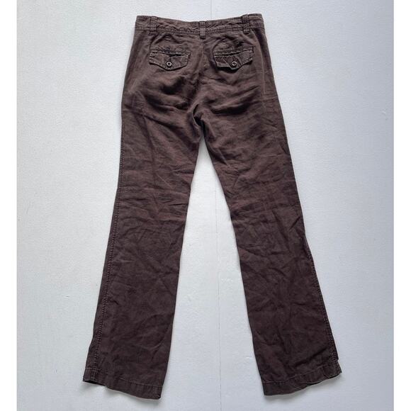 GAP Low Rise Pants: Brown Linen Kick Flares / Sz 0 / Office Siren 2010s - Picture 2 of 8